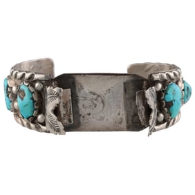 Angelita Cheama Sterling Zuni Turquoise Watch Cuff Bracelet