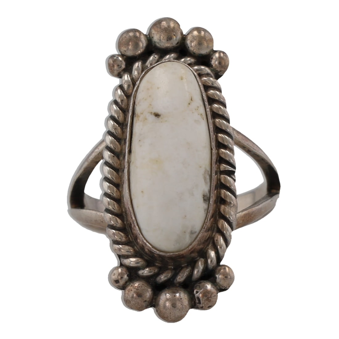 Michael Spencer Sterling White Buffalo Turquoise Navajo Ring Sz 6.5 (1 of 6)