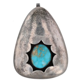 Handsigned CW Sterling Navajo Shadow Box Pendant
