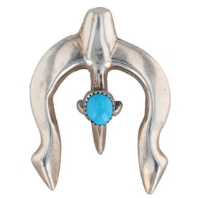 Sadie Randolph Sterling Navajo Turquoise Naja Brooch Pendant