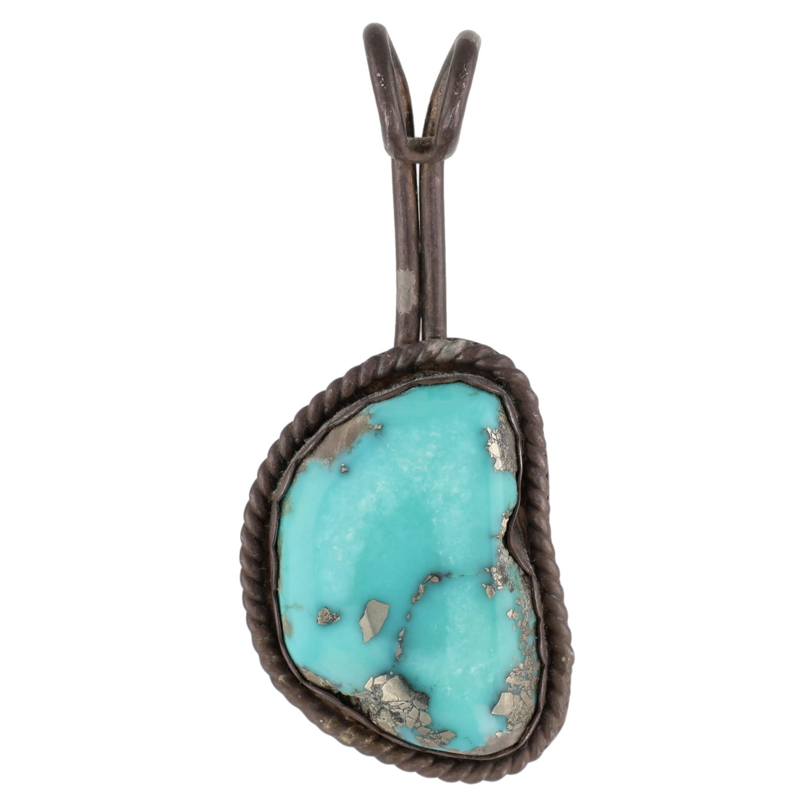 Vintage Sterling Navajo Morenci Turquoise Pendant (1 of 3)
