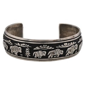 Thomas Singer Sterling Navajo Storyteller Cuff Bracelet