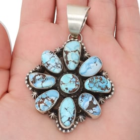Lorenzo Juan Sterling Navajo Golden Hills Turquoise Pendant