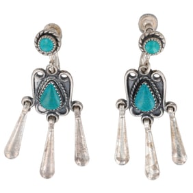 Vintage Sterling Navajo Turquoise Earrings