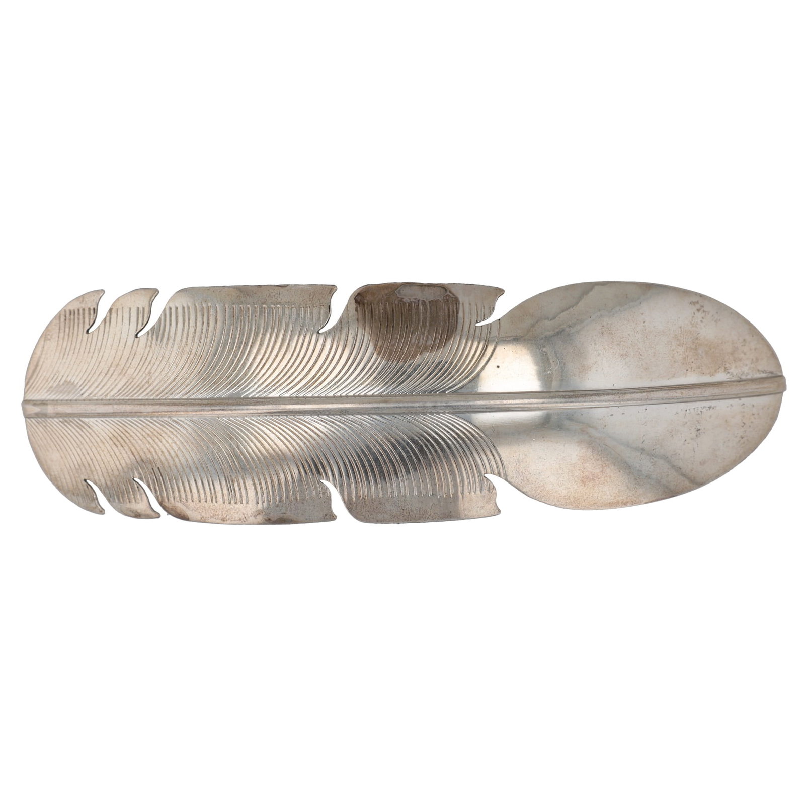 Signed B.L. Sterling Navajo Feather Sterling Hair Clip: Signed B.L. Navajo Sterling Feather Hair Clip 32g