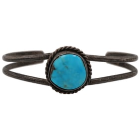 Vintage Navajo Turquoise Sterling Cuff Bracelet