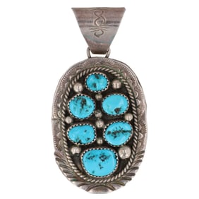 Marlene Jones Navajo Turquoise Sterling Pendant