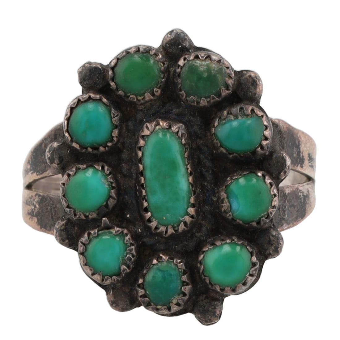 Vintage Navajo Green Turquoise Sterling Ring Sz 7.5 (1 of 5)