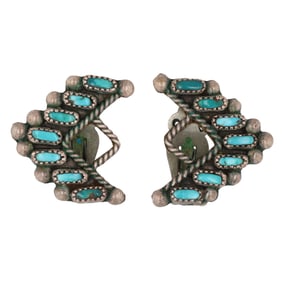 Vintage Zuni Turquoise Sterling Earrings