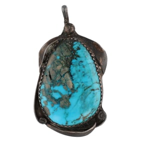 Vintage Navajo Turquoise Sterling Pendant