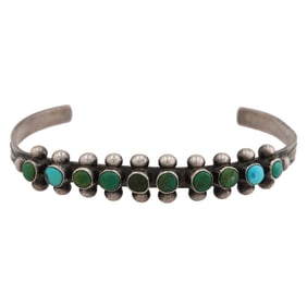 Vintage Navajo Turquoise Sterling Cuff Bracelet
