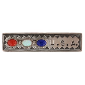 Joe Delgarito Shop Navajo Sterling USA Bar Brooch