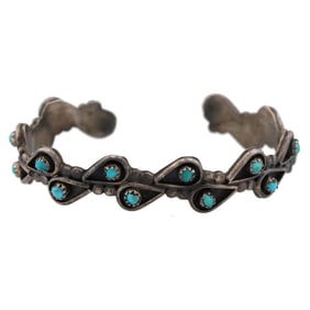 Vintage Zuni Turquoise Sterling Cuff Bracelet