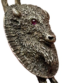 Handsigned J.B. Navajo Cast Sterling Buffalo Head Bolo Tie