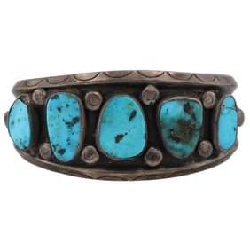 Vintage Navajo Turquoise Sterling Cuff Bracelet