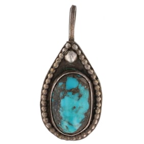 Vintage Navajo Turquoise Sterling Pendant