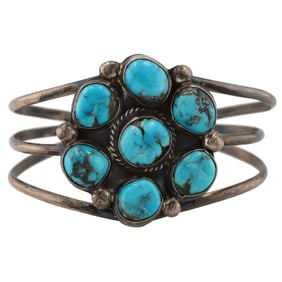 Bobby Johnson Navajo Turquoise Sterling Cuff Bracelet