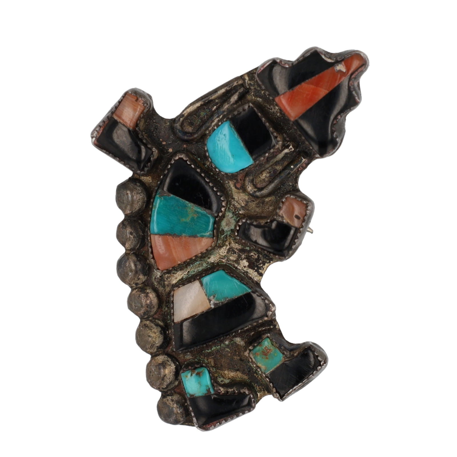 Vintage Zuni Rainbow Man Multistone Inlay Sterling Brooch (1 of 3)