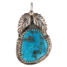 Mike Platero Navajo Turquoise Sterling Pendant