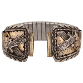 Vintage Navajo Gold Over Sterling Eagle Overlay Watch Nibs