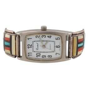 Herbert & Esther Cellicion Zuni Inlay Sterling Watch Nibs