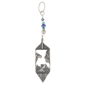 Signed AJM Navajo Sterling Eagle and Indian Pendant