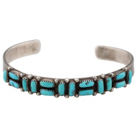 Vintage Zuni Turquoise Sterling Cuff Bracelet