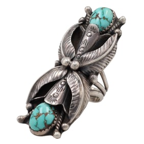 Vintage Navajo Turquoise Sterling Ring Sz 6.75