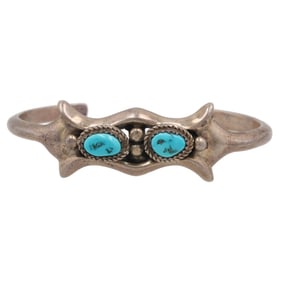Nellie Tso Navajo Turquoise Sterling Cuff Bracelet