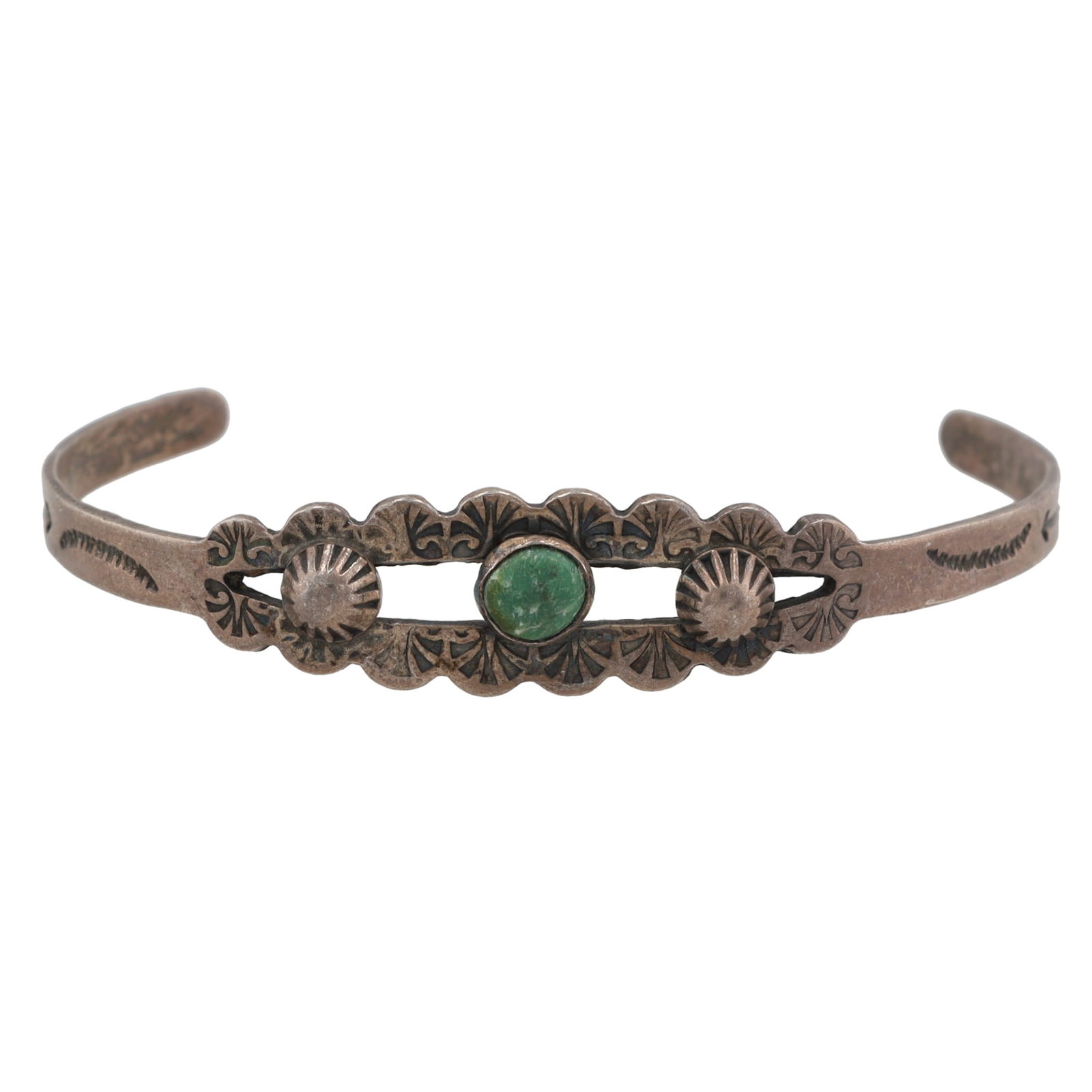 Fred Harvey Era Turquoise Sterling Cuff Bracelet: Vintage Navajo Turquoise Sterling Cuff Bracelet 7g