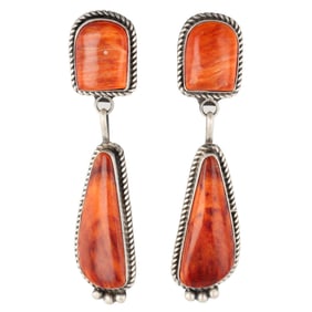 Judith Dixon Navajo Spiny Oyster Sterling Earrings
