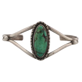 Herbert Platero Navajo Turquoise Sterling Cuff Bracelet