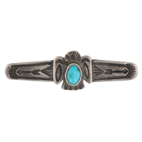 Fred Harvey Era Turquoise Sterling Thunderbird Bar Brooch