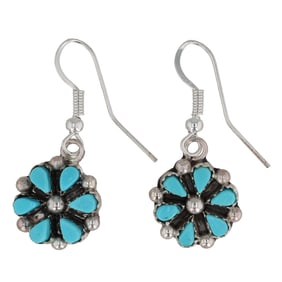Tricia Leekity Zuni Petit Point Turquoise Sterling Earrings