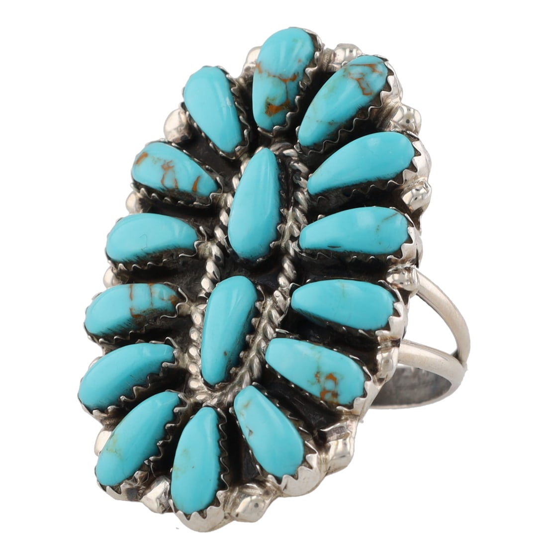 Juliana Williams Navajo Turquoise Cluster Sterling Ring Sz 8 (1 of 6)