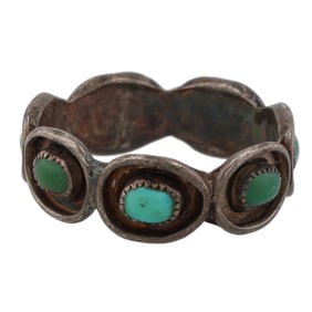 Vintage Navajo Turquoise Sterling Ring Sz 7.75