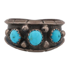 Milton Lasiloo Zuni Turquoise Sterling Ring Sz 10.25
