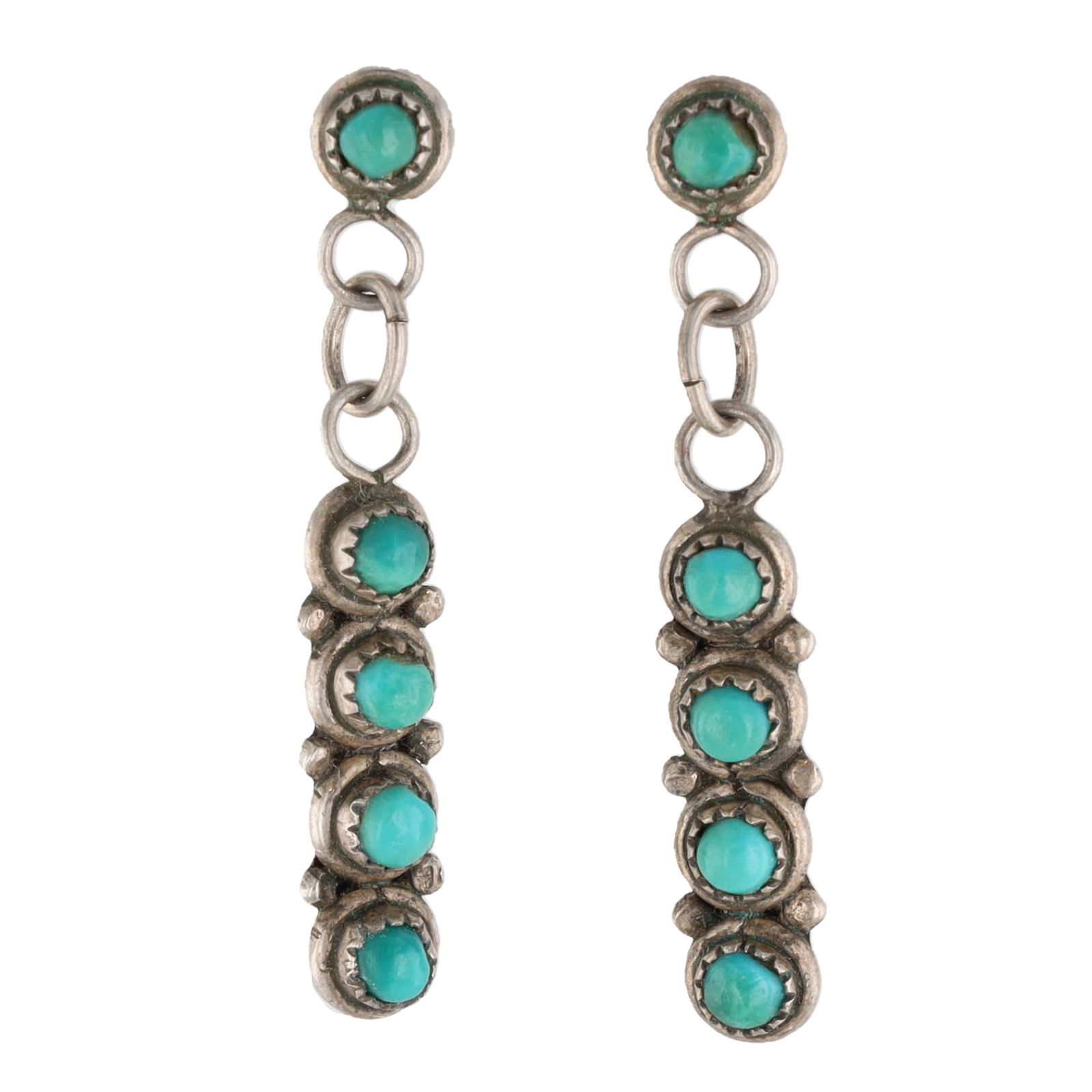 Vintage Zuni Turquoise Sterling Dangle Earrings (1 of 3)