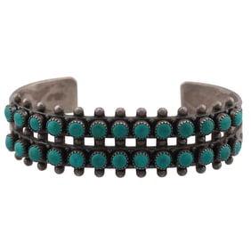 Vintage Navajo Turquoise Sterling Cuff Bracelet