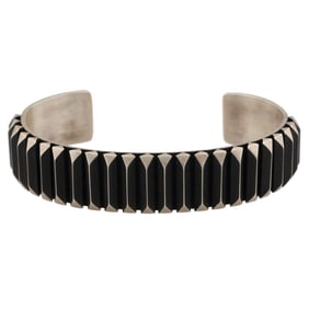 Leander Tahe Navajo Sterling Cuff Bracelet