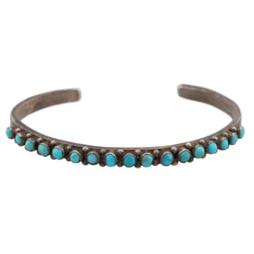 Vintage Zuni Turquoise Sterling Cuff Bracelet