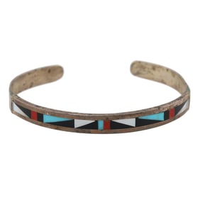 Lalio Zuni Sterling Multistone Inlay Cuff Bracelet