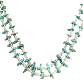 Beautiful Vintage Santo Domingo Turquoise Heishi Tab Necklace