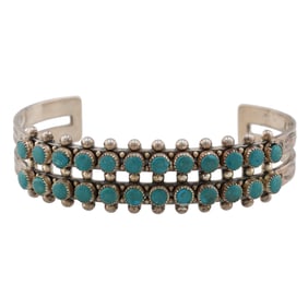 Vintage Navajo Turquoise Sterling Cuff Bracelet