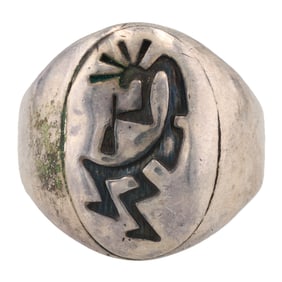 Tom Sam Navajo Sterling Kokopelli Ring Sz 13.75