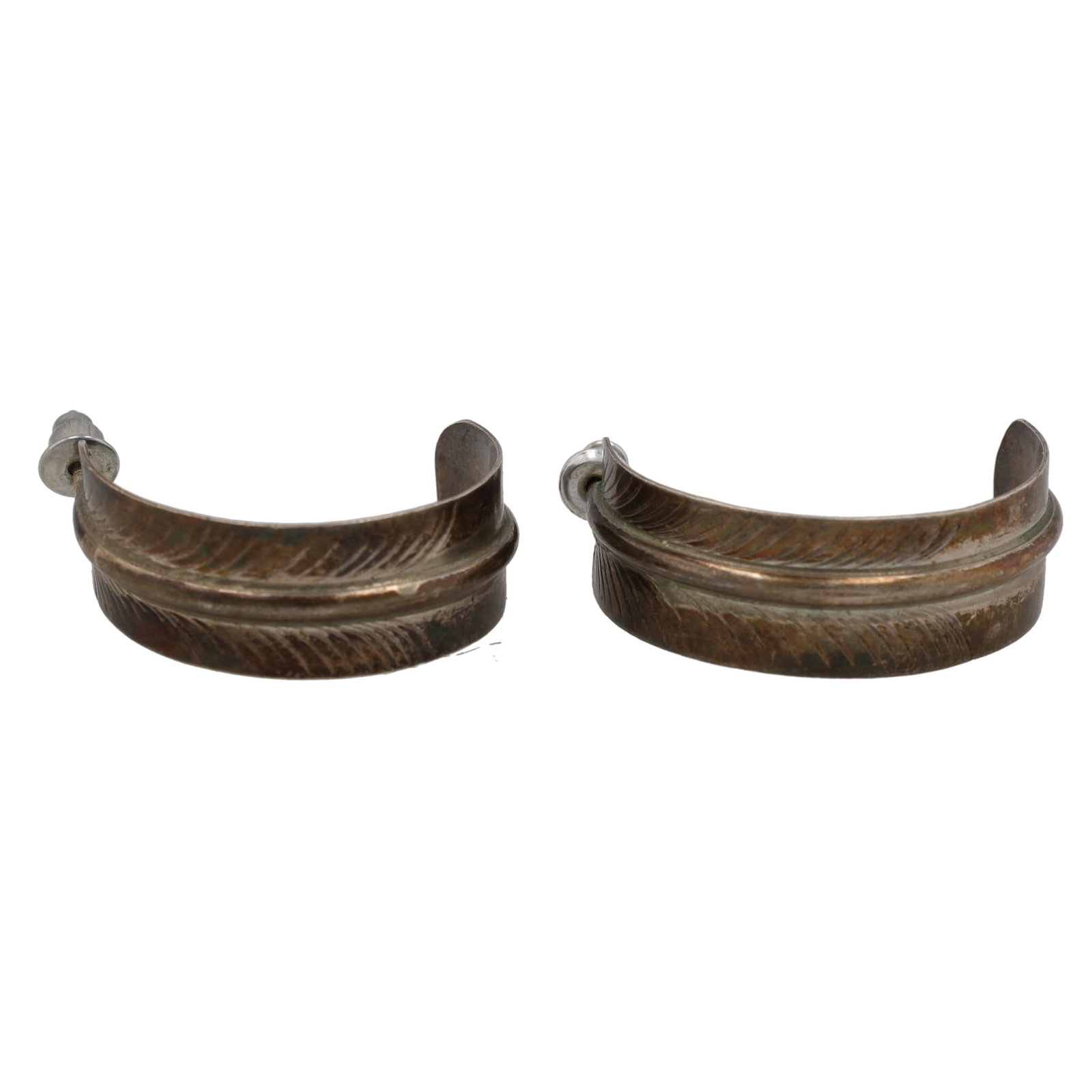 Larry Begay Navajo Sterling Feather Hoop Earrings: Larry Begay Navajo Sterling Feather Hoop Earrings 5.5g