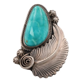 Running Bear Turquoise Sterling Ring Sz 7