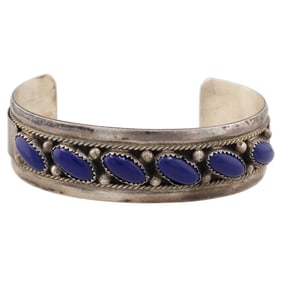 James Shay Navajo Lapis Lazuli Sterling Cuff Bracelet
