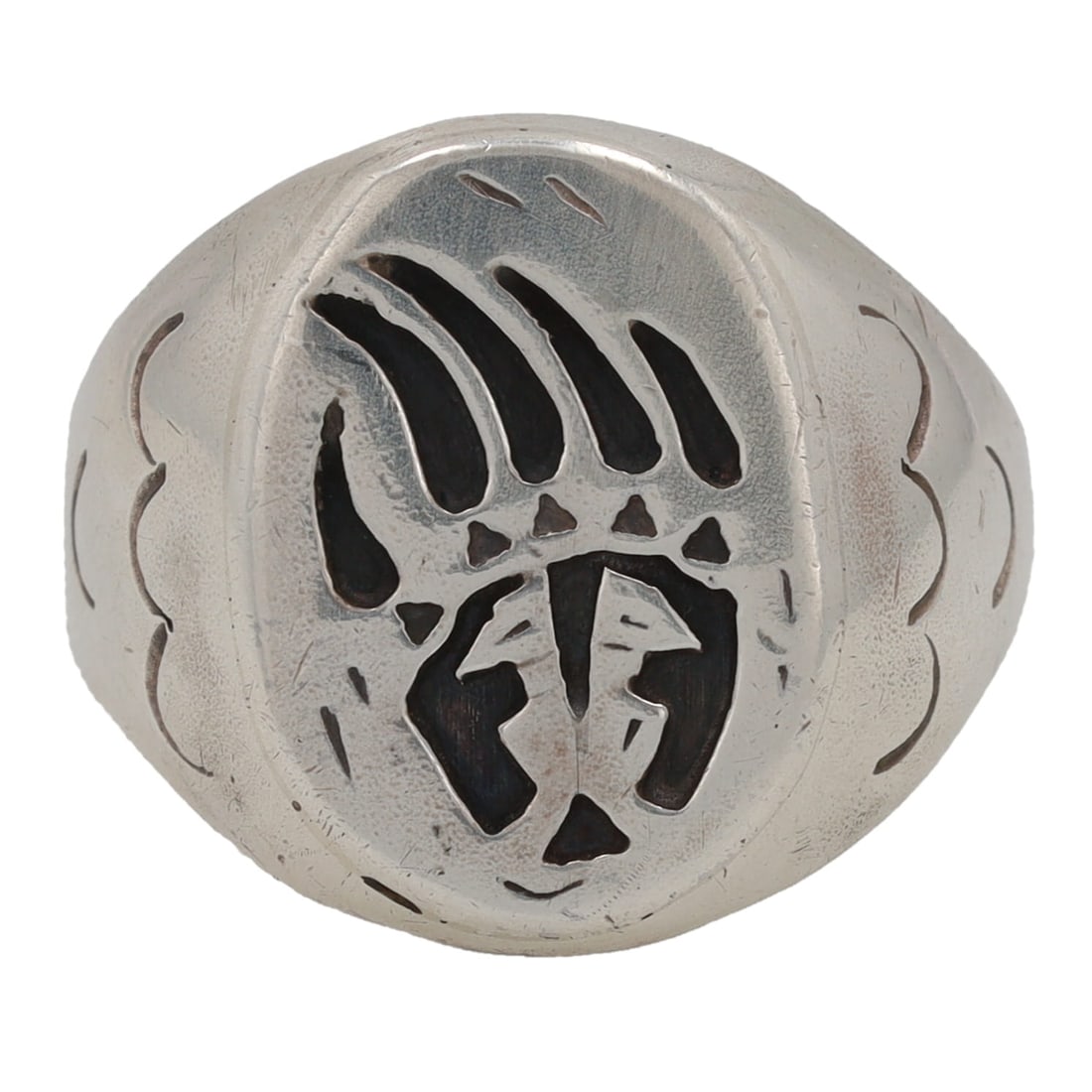 Greg Pat Navajo Bear Paw Sterling Ring Sz 13.75 (1 of 7)