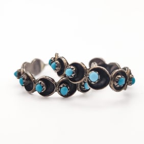Vintage Zuni Sterling Shadow Box Hoop Earrings